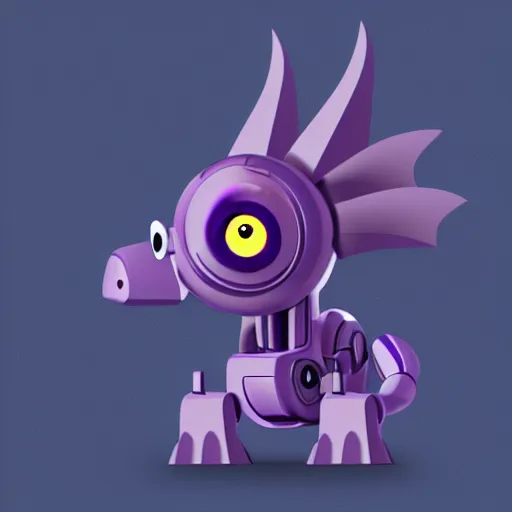 Image similar to Very cute robotic purple dragon, 2d minimalism,simple figures, digital art