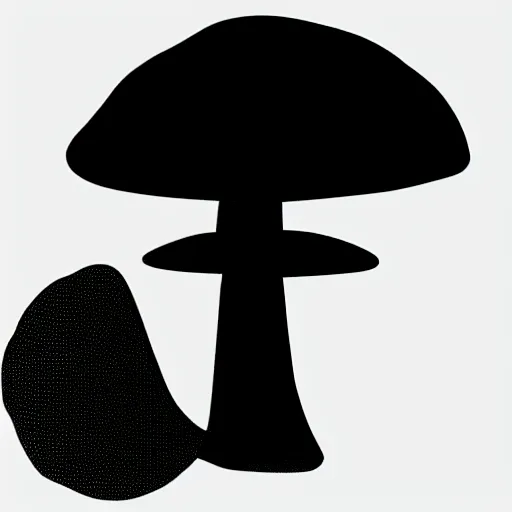 Image similar to flat single tone black vector silhouette of a mushroom, pure white background, 4 k resolution