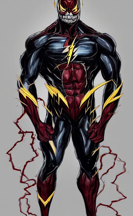 Prompt: full body portrait of venom as the flash, dynamic lighting, cinematic, ultra detailed, trending on art station, stunning visuals, creative, fantasy concept art