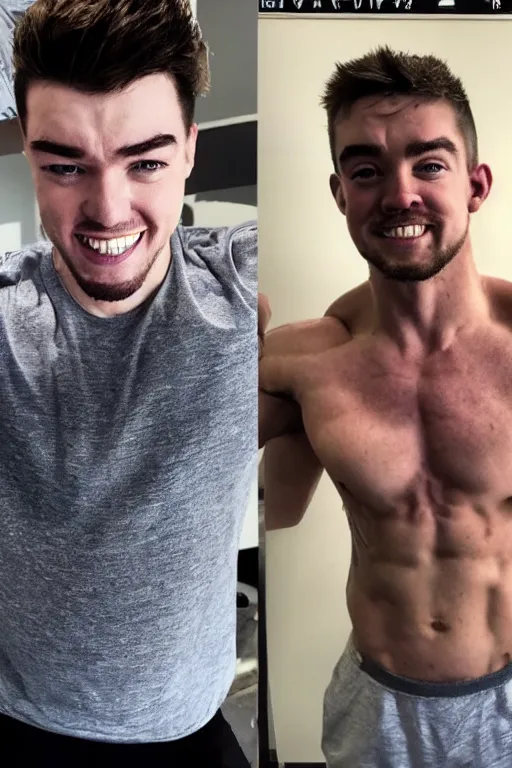 Image similar to 📷 Sean McLoughlan, Youtuber Jacksepticeye is a jacked muscle builder gigachad