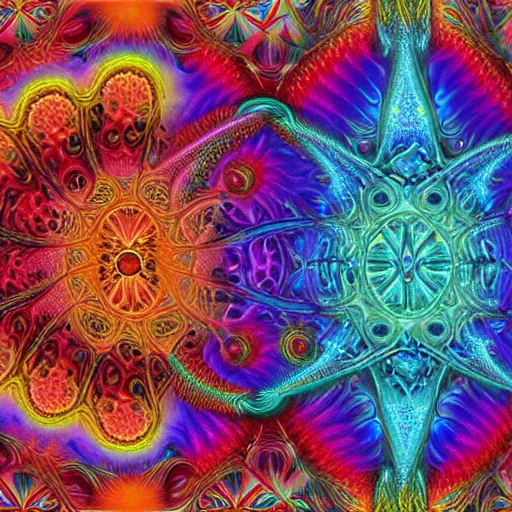 Prompt: highly detailed fractals, dmt vision, psychedelic painting