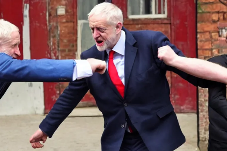 Prompt: jeremy corbyn punches boris johnson