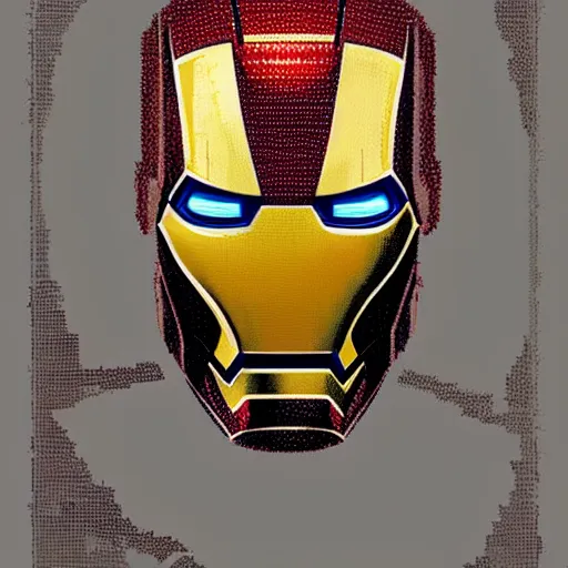 Image similar to mosaic portrait of iron man by greg rutkowski, 4k, intricate details, dichotomy