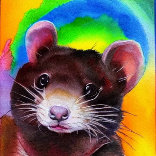 Prompt: rainbow ferret, aquarelle painting, high quality