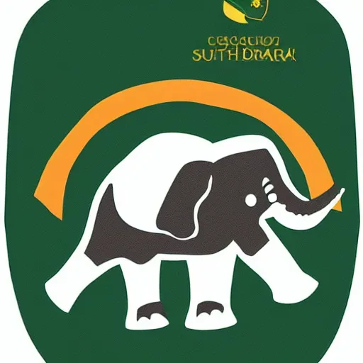 Image similar to baby elephant wearing south africa cricket team hat, digital illustration, south african cricket team