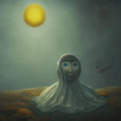 Image similar to eyeless watcher, dutiful return, golden age seraph bunkers, art by Leonora Carrington and Alexander Jansson, high detail, cinematic, cgsociety 8k