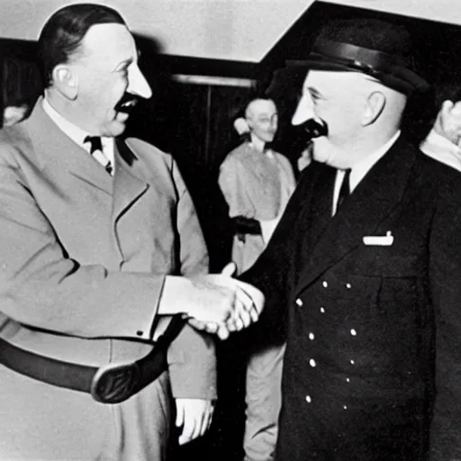 Prompt: walt disney greets hitler