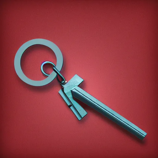 Image similar to a logo of a red key, abstract, digital art