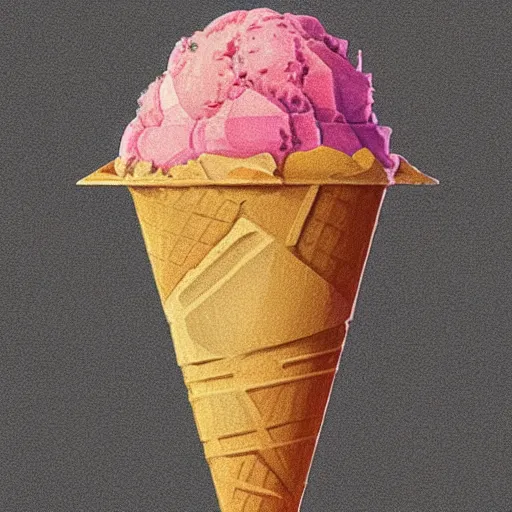 Image similar to Stylised and coloured Lineart of an icecream cone with three scoops of icecream placed on top stacked in a triangle shape, highly detailed, digital pencil painting, artstation, concept art, crisp, sharp focus, illustration, art by artgerm and greg rutkowski and alphonse mucha