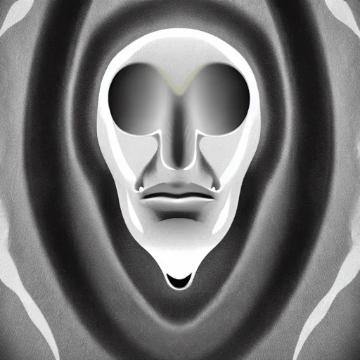 Image similar to viscuous liquid dripping from a cancerous alien face in a futuristic grey environment