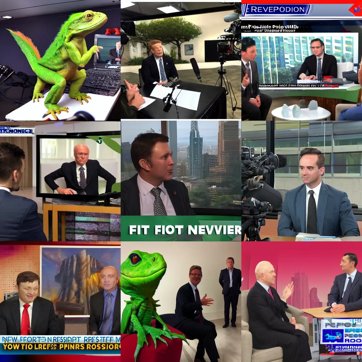 Prompt: news interview with the first reptoid president