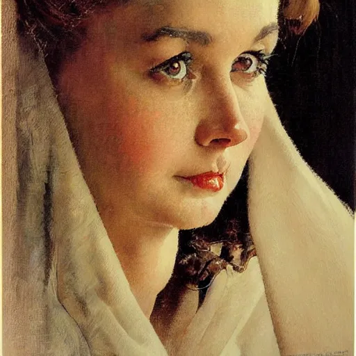 Image similar to portrait of a woman's eye with warm eyes, beautiful and elegant, warm and seductive ， detailed depiction, norman rockwell, jacob collins, tom lovell, frank school