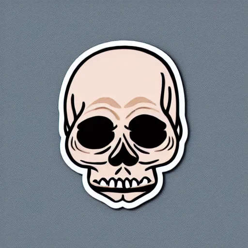 Prompt: a sticker illustration of a funny skull smoking