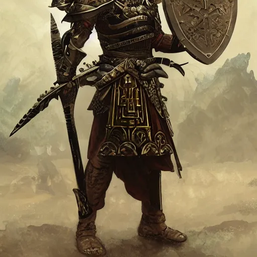 Image similar to Ancient greek Phalanx soldier with a big lance and shield, D&D, fantasy, intricate, cinematic lighting, highly detailed, digital painting, artstation, concept art, smooth, sharp focus, illustration, art by Akihiko Yoshida, Greg Rutkowski and Alphonse Mucha