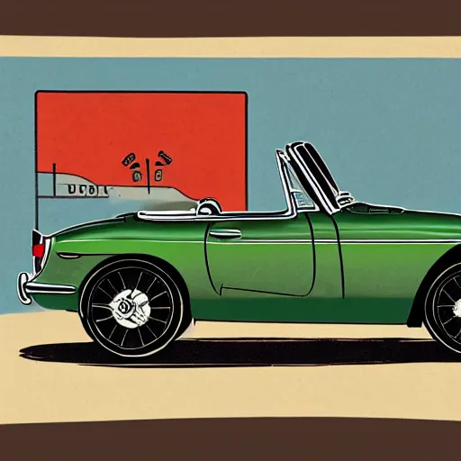 Image similar to illustration of a vintage mgb as an autobot