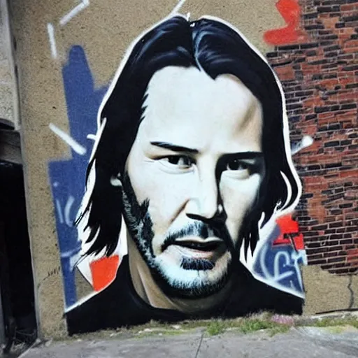 Prompt: keanu reeves graffiti