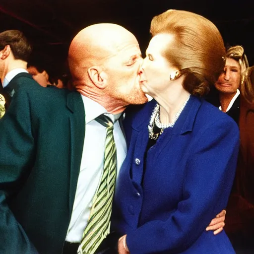 Prompt: Margaret Thatcher kissing Walter White