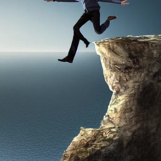 Prompt: putin jumping off a cliff hyper realistic, 4k, 8k, cinematik.