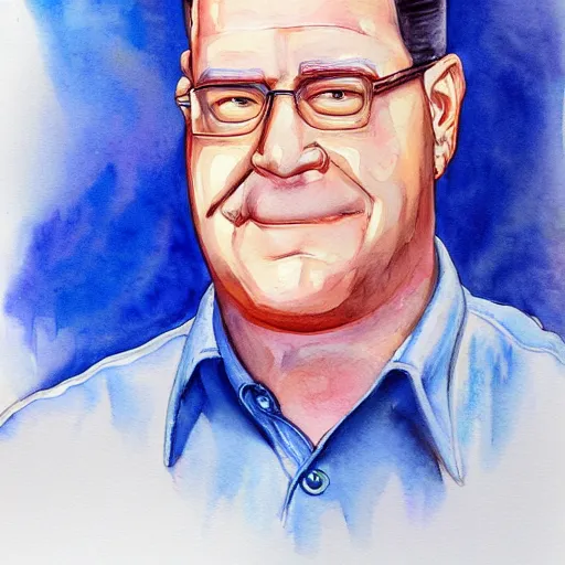 Prompt: water color portrait of hank hill, bob ross art, highly detailed, high quality, high resolution