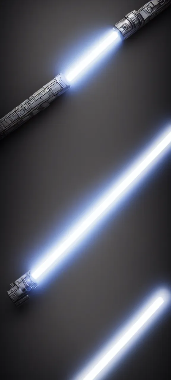 Image similar to ultra - detailed cinematic render, of a lightsaber hilt, that lies vertically on a round carved stone, lit up in a dark room, photo from above, octane render, deviantart, high quality, digital art, 8 k, jedi fallen order, volumetric lighting