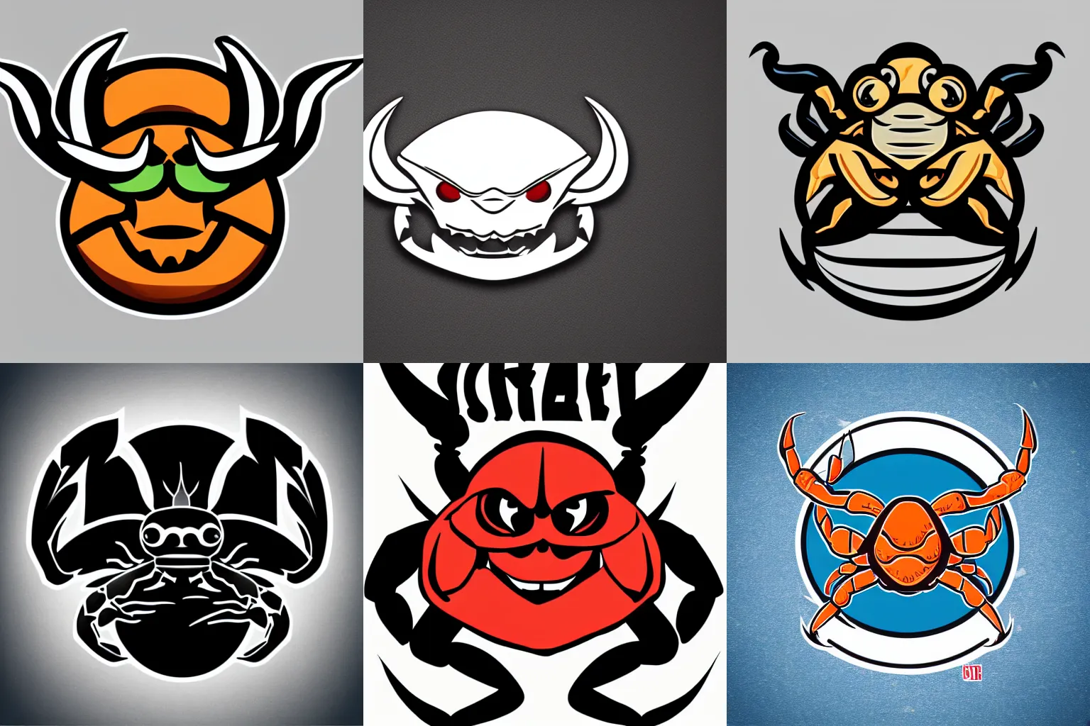 Prompt: beautiful detailed angry crab vector logo sport nfl style