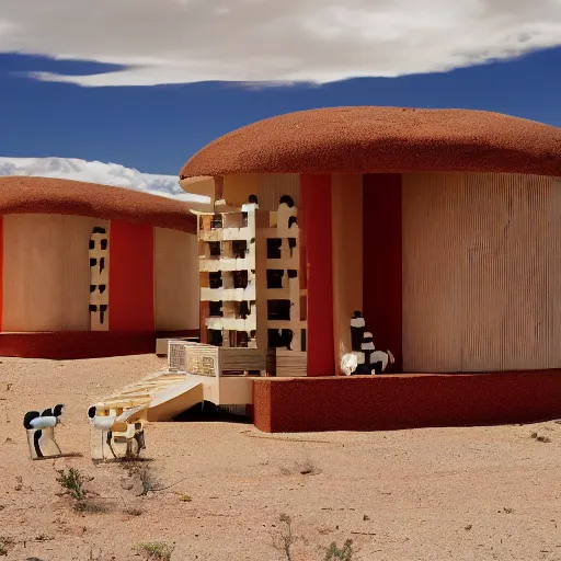Image similar to big scale babyschema hotel in the dessert, toy house, modernism