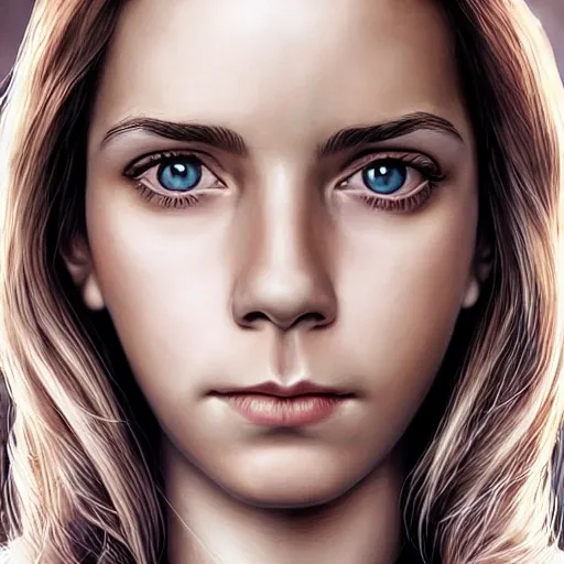 Image similar to hermione granger, professionally retouched, realistic, smooth face, perfect eyes, symmetrical, full body shot, wide angle, sharp focus, 8 k high definition, insanely detailed, intricate, elegant, art by artgerm