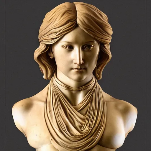Image similar to beautiful lifelike award winning marble statue bust of tsunku trending on art station artgerm greg rutkowski alphonse mucha museum quality cinematic atmospheric