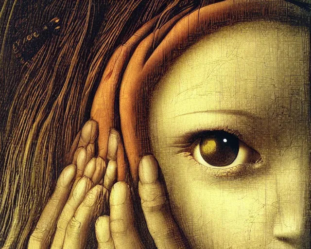 Image similar to i see you, a closeup simple vector pop surrealism, by ( leonardo da vinci ) and greg rutkowski and rafal olbinski