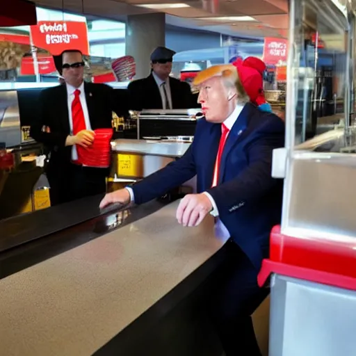 Image similar to donald trump working at mcdonalds