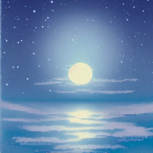 Image similar to Burning Azure Moon over silk ocean, manga style