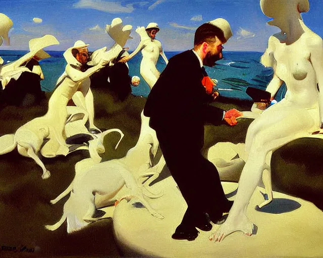 Image similar to witty, surreal, hilarious painting by John Singer Sargent