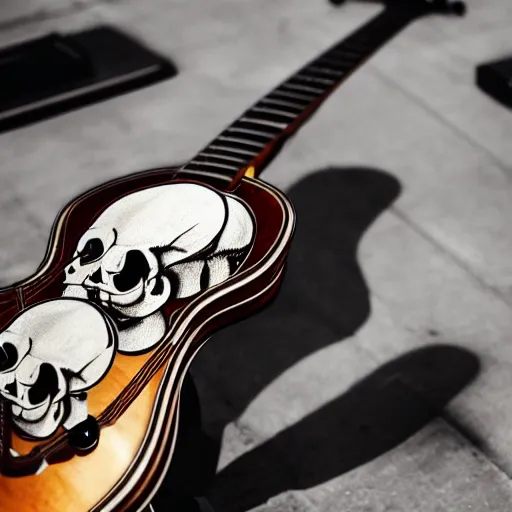 Image similar to a skull on the guitar