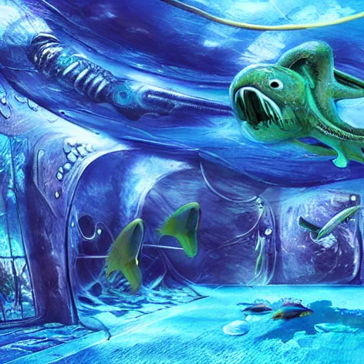 Image similar to underwater alien playground, photorealistic, detailed