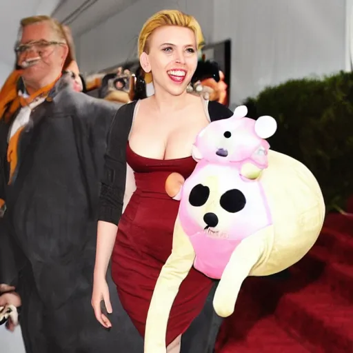 Image similar to scarlett johansson wearing a hamster costume