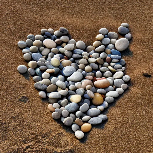 Image similar to a beach of heart pebbles, award winning photography, 4k