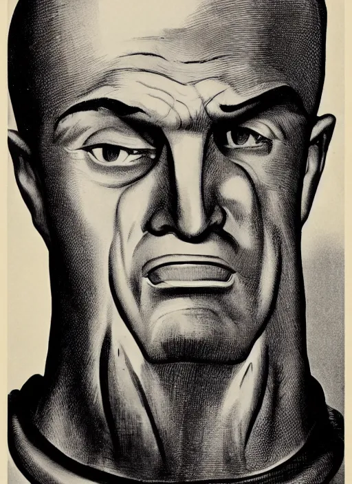 Image similar to portrait of glamorous bald medieval man with big nose and annoyed gesture,look of hate, threatening pose, 1940s propaganda poster, full hd,highly detailed