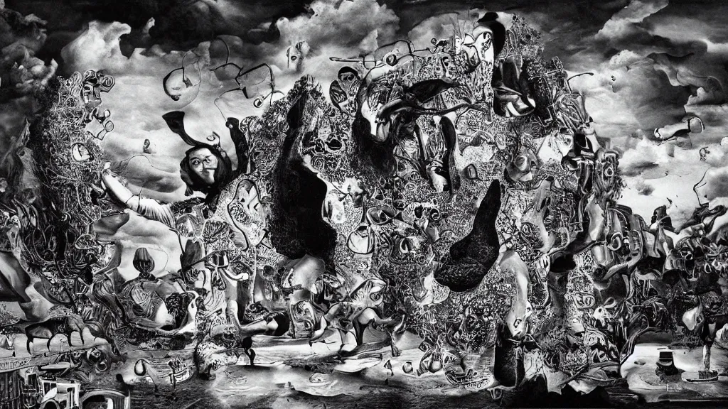 Image similar to the newest masterpiece of salvador dali inspired by dan hillier, it is called ; world of redemption