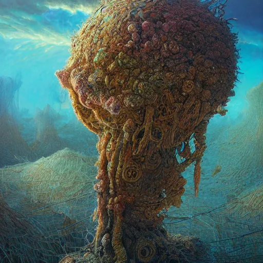 Image similar to deepfried abandoned layerd reef blob parakeet halite twig quartz, by jarosław jasnikowski and peter gric and mike winkelmann, 2 d game art, cluttered, hyperrealism