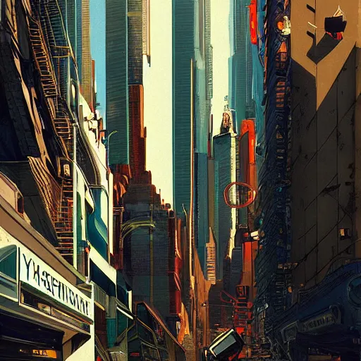 Image similar to detailed painting of cyberpunk vintage newyork, old cmputers on the sidewalk, celestial ephemeral ornaments and greek architecture, artstation, joshua middleton, caravaggio, norm rockwell, cinematic