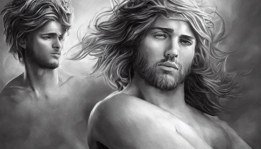 Prompt: The greek god of music, beautiful realistic artwork on artstation