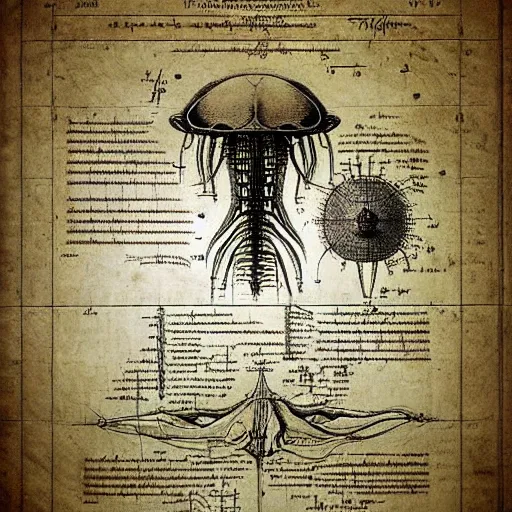 Prompt: da vinci's scientific schematics instructions on how to dissect an alien, blueprint, hyperdetailed vector technical documents, callouts, archviz, legend, patent registry