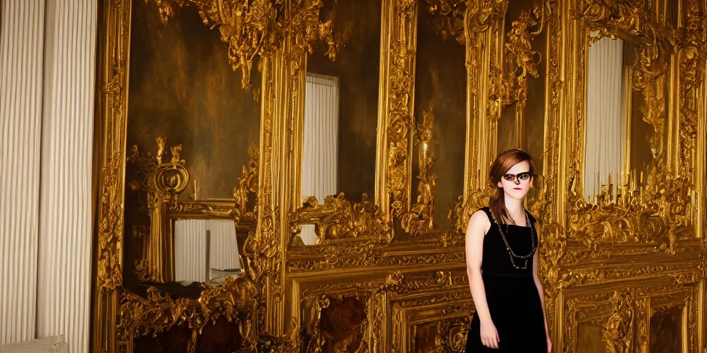 Prompt: Emma Watson portrait baroque room canon 5d mk4