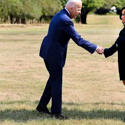 Prompt: Joe Biden and Kim Kardashian shaking hands