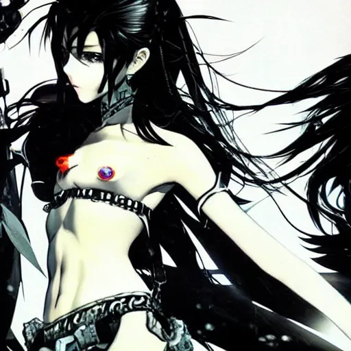 Image similar to ☠🦢 ☢ beautiful monster girl, yoji shinkawa