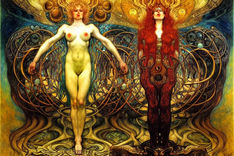 Image similar to Divine Chaos Engine by Karol Bak, Jean Delville, William Blake, Gustav Klimt, and Vincent Van Gogh, symbolist, visionary