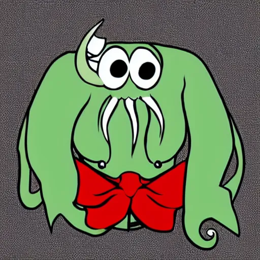 Prompt: cute cartoon of cthulhu wearing a monocle
