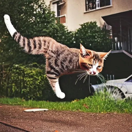 Image similar to cat doing a cool backflip