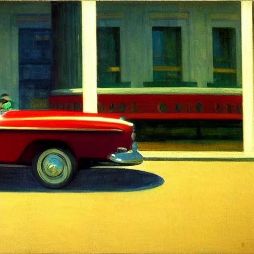 Prompt: Drive dream by Edward Hopper