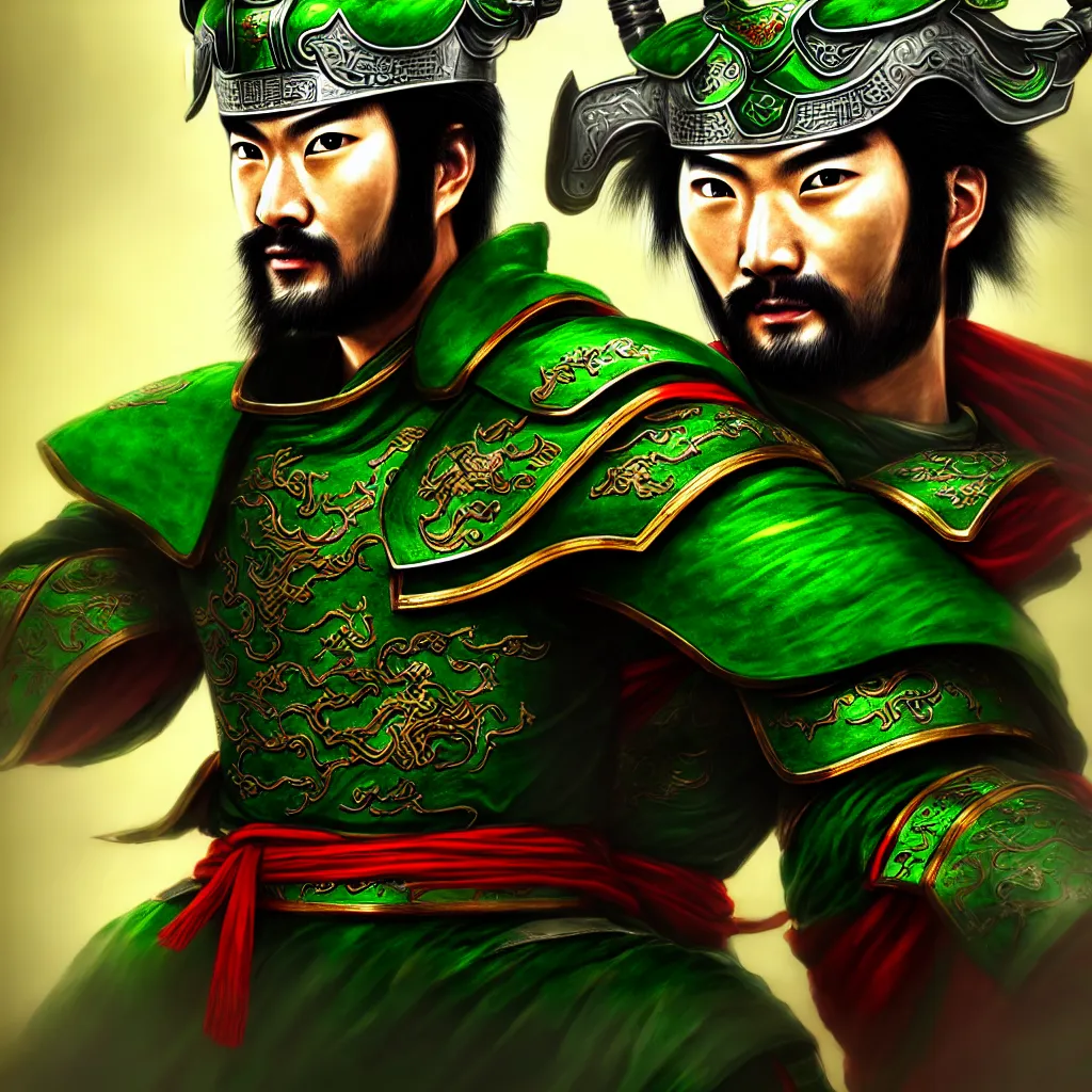 Image similar to portrait of liu bei from dynasty warriors ultra realistic, highly detailed, sharp focus, cinematic lighting, mood lighting, realistic, vivid colors, painting, photorealistic, digital art, non blurry, sharp, smooth, illustration